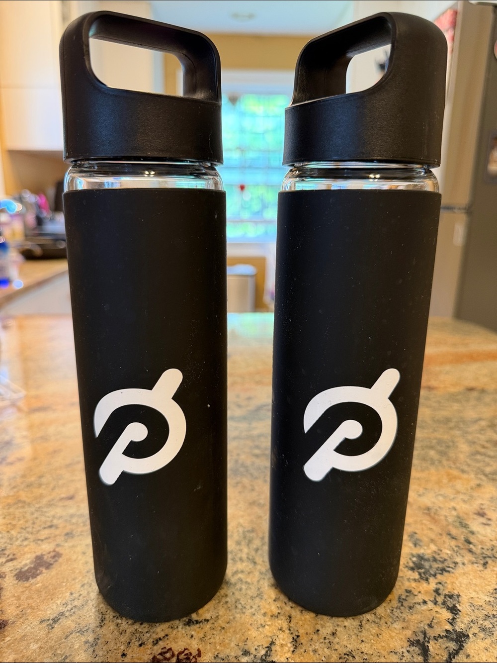 Peloton Insulated Glass Water Bottles Black 2 included NEW